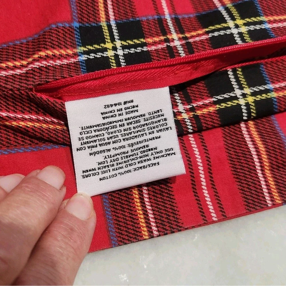 2 Red Royal Stewart Tartan Christma Plaid Standard Pillow Shams Zip 100% Cotton